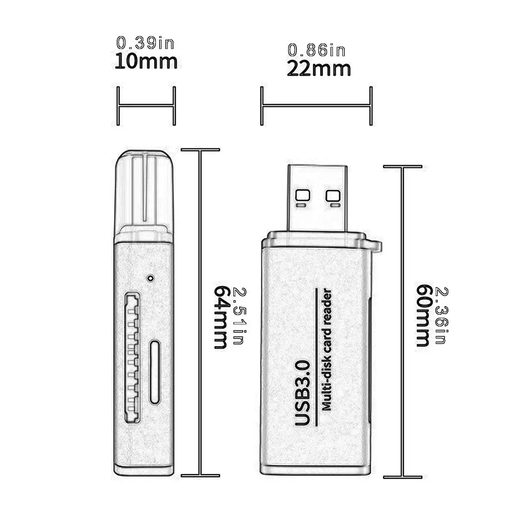 

USB3.0 High Speed Card Reader Aluminum Memory Card Alloy Large Capacity Transmission Card Reader Multi System Compatibility