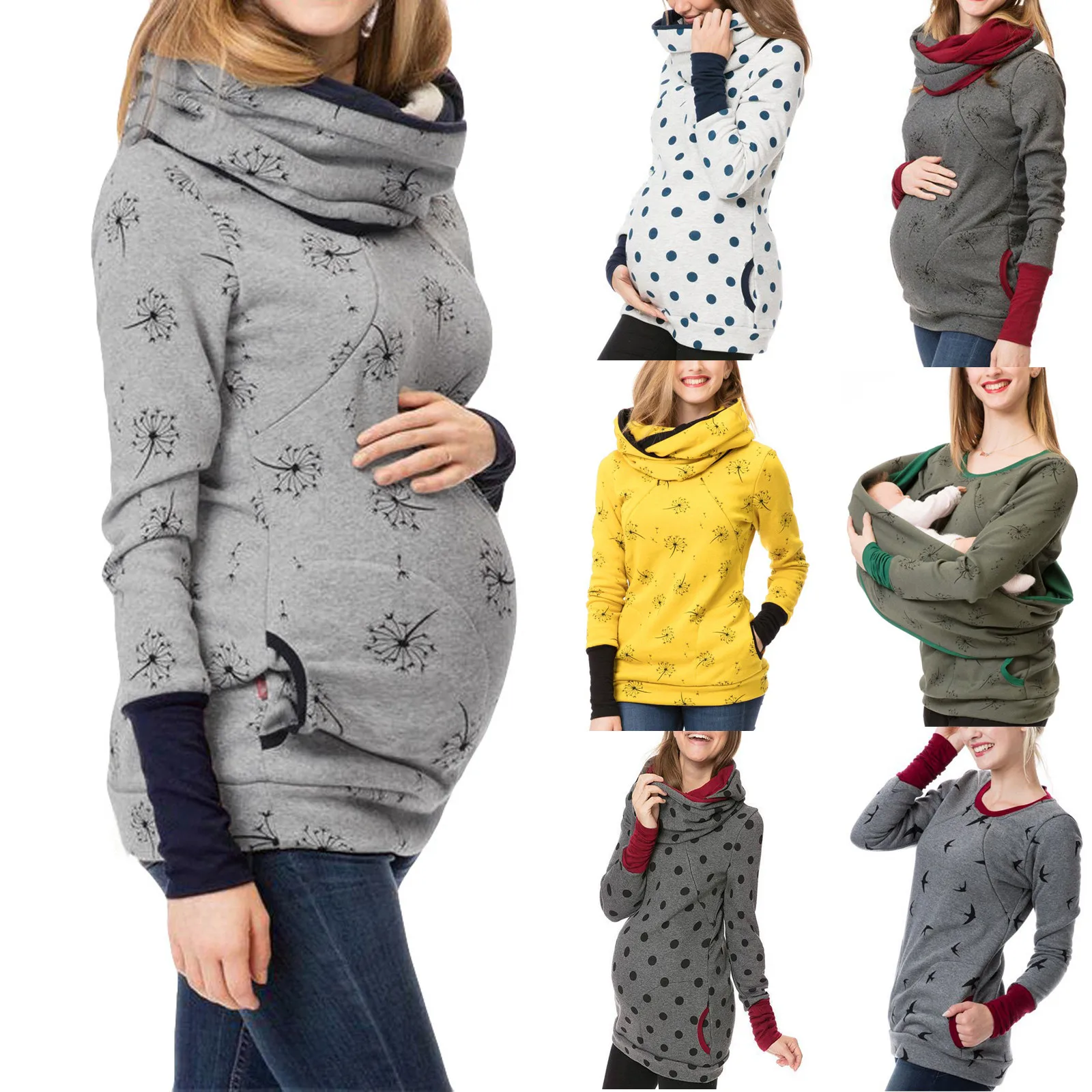 

Women Pregnant Hoodie Sweatershirt Maternity Breastfeeding Convenient for breastfeeding pregnant women Nursing Jumper Top
