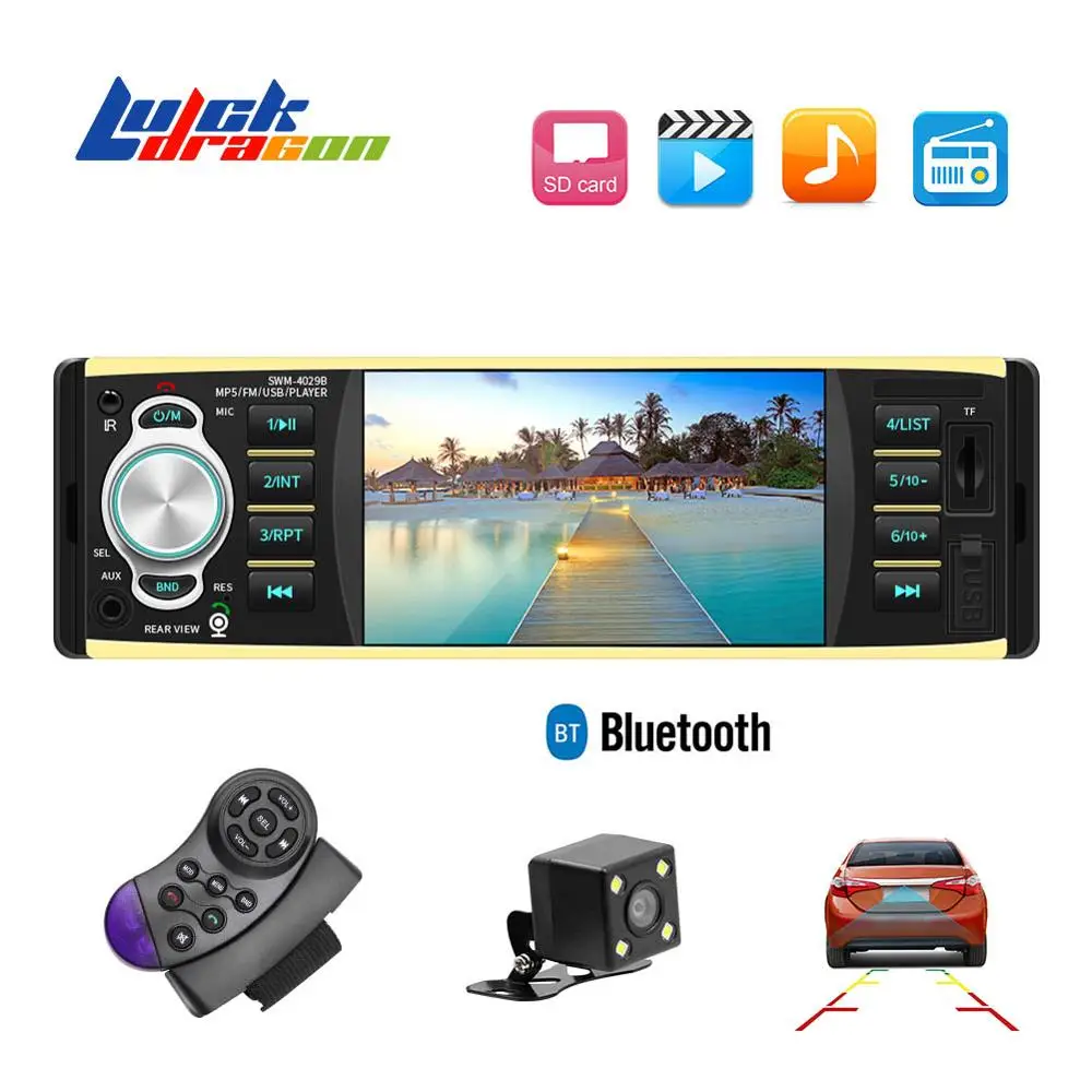 Автомагнитола 1din 4029 FM Авто Аудио Стерео Bluetooth Aux вход приемник SD USB Поддержка камеры заднего вида рулевое колесо Contral