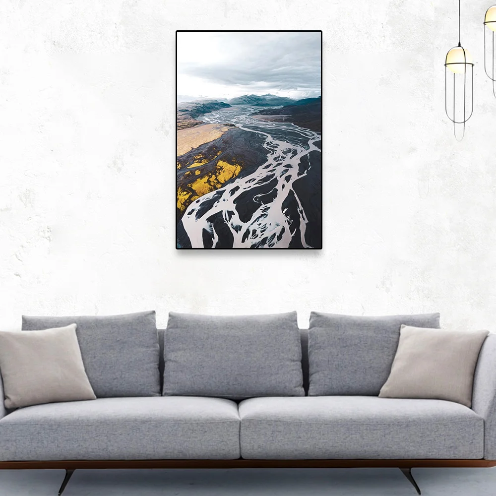 

Cassisy Canvas Painting Mountains Rivers View Retro Posters and Prints Decorative Wall Pictures for Living Room Home Decoration