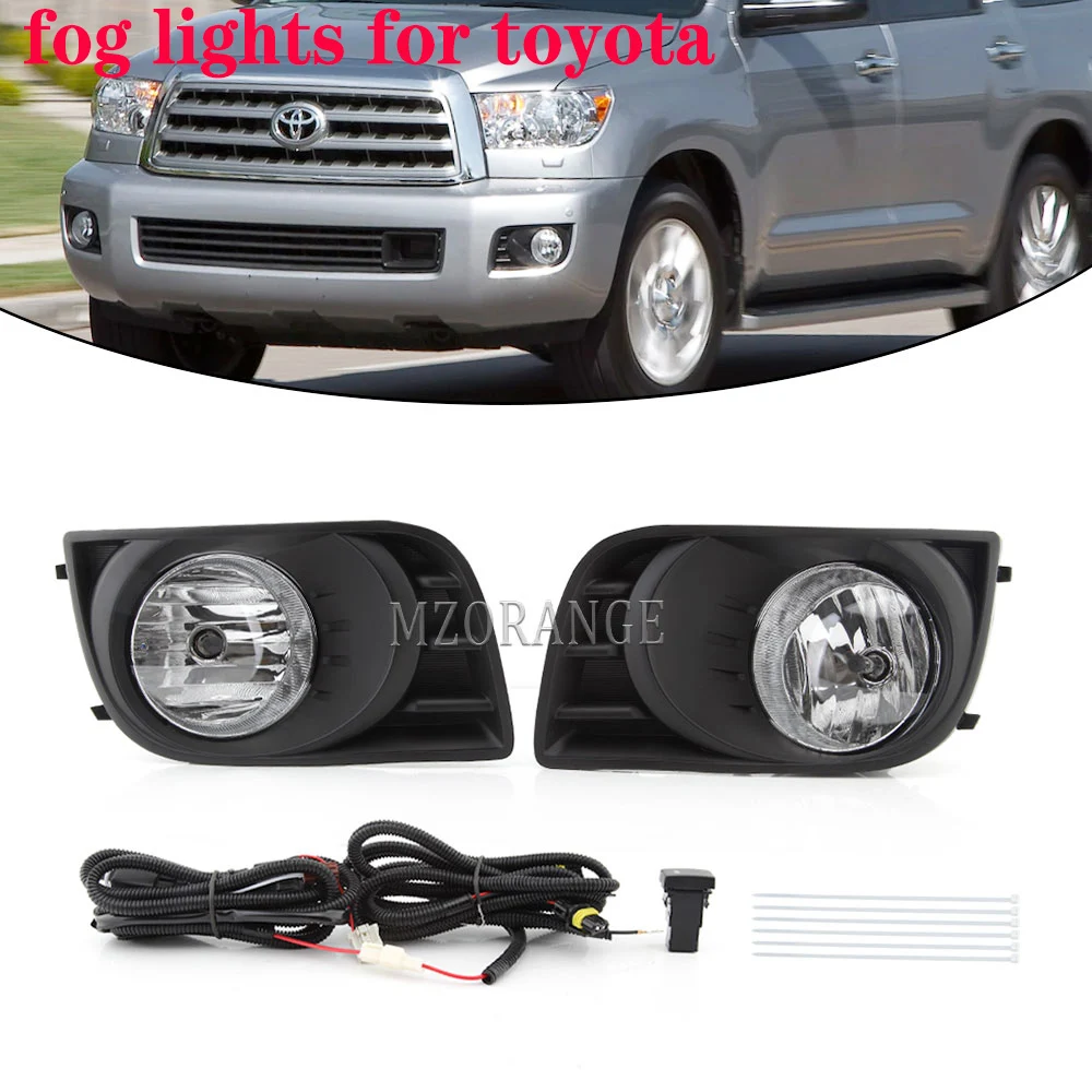Fog Lights For Toyota Sequoia 2008-2016 headlights cover Clear Wiring Kit Switch Full Kit frame drl driving lights auto lamps