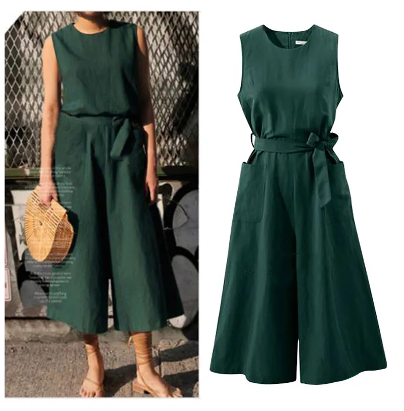 2018 летние однотонные комбинезоны с поясом на талии элегантные женские без