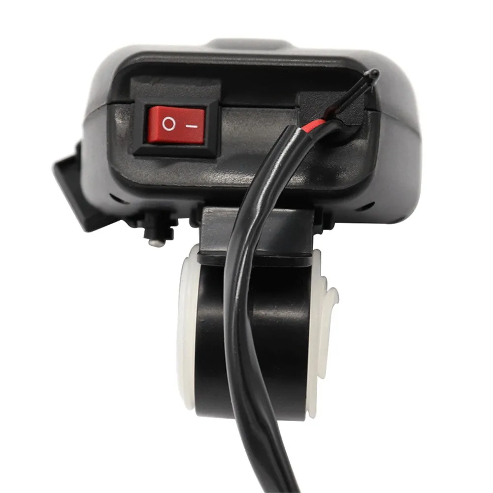 

1pc Phone Charger Motorcycle Handlebar Mount Dual USB Charger Socket W/ON/OFF Switch LED Digital Charger+Voltmeter + Thermometer