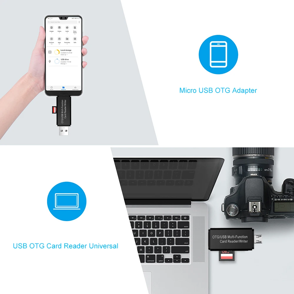 Micro USB OTG кард-ридер адаптер Универсальный TF/SD телефонный удлинитель-переходник