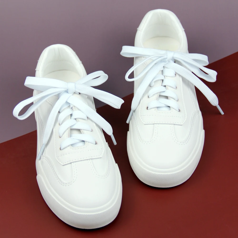 

110 cm solid color double layer dark blue dark green lace-up white shoes flat shoes women high top shoes men