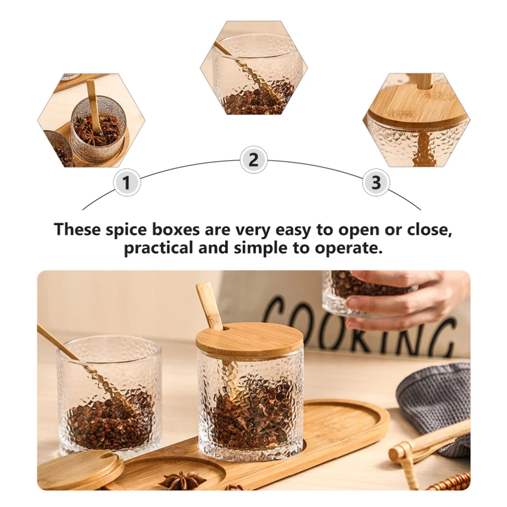 

1 Set/3PCS Glass Household Seasoning Pot Multi-function Creative Seasoning Box