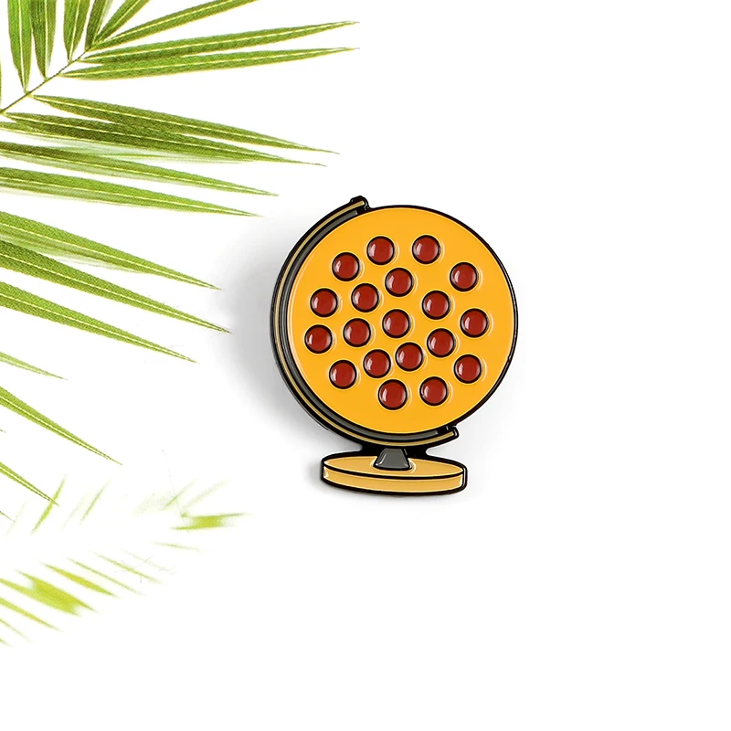 Желтый глобус эмаль булавка для пиццы креативная на заказ брошь металлический