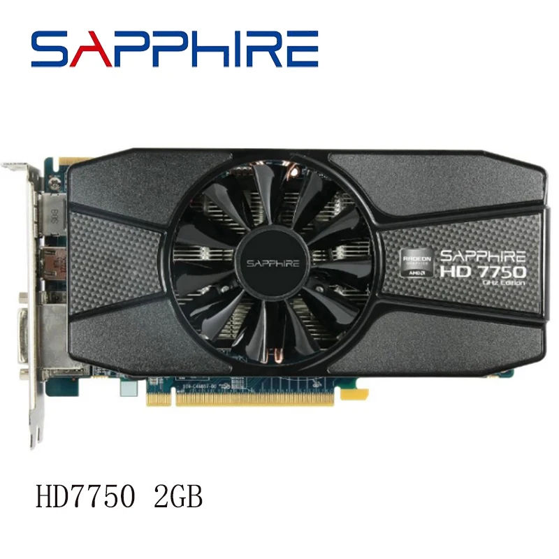 Used SAPPHIRE Radeon HD 7750 2GB Video Cards GPU For AMD HD7750 2GB GDDR5 Graphics Screen Cards Desktop Computer PC Gaming