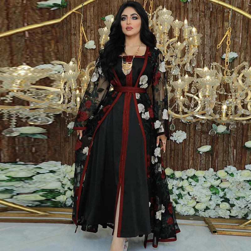 Пакистанская одежда вышивка благородный мусульманин женское платье в стиле ретро Рамадан размера плюс длинная юбка Саудовская Аравия Исла...