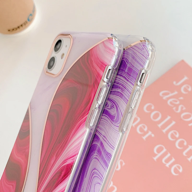 

Luxury Electroplate Art Joint Case for iphone 11 Pro Max 8 7 Plus SE 2020 XR X Xs MAX Soft Silicone Back Cover Glossy Shell