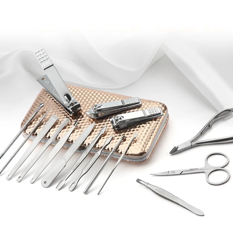 

Manicure Pedicure Nail Care Set 16 Piece Cutter Cuticle Clippers Kit