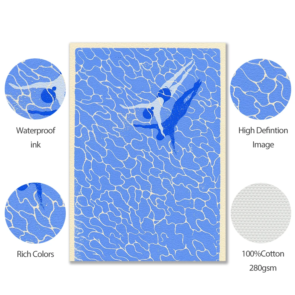 

Nordic Abstract Wall Art Picture Prints A Swimmer Swimming In A Pool Canvas Painting Linocut Posters for Living Room Home Decor