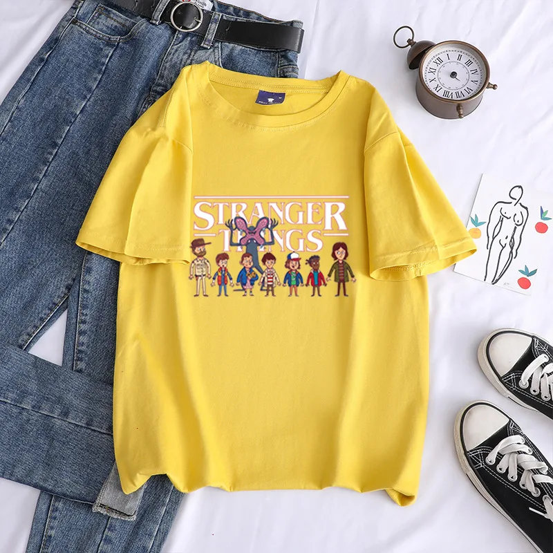 

Stranger Things Men/Women Print Short Sleeve Casual All-match Hip Hop Unisex Streetwear Personality Harajuku Loose Oversize Tops