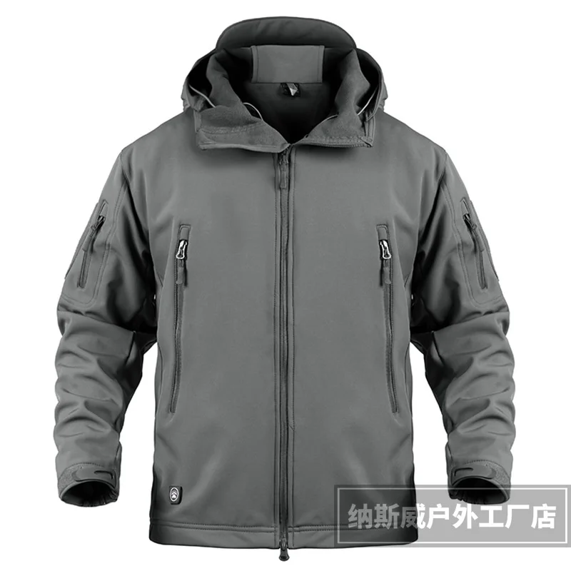 

Men's and women's three in one shark skin soft shell fleece warm windproof waterproof camouflage suit winter coat