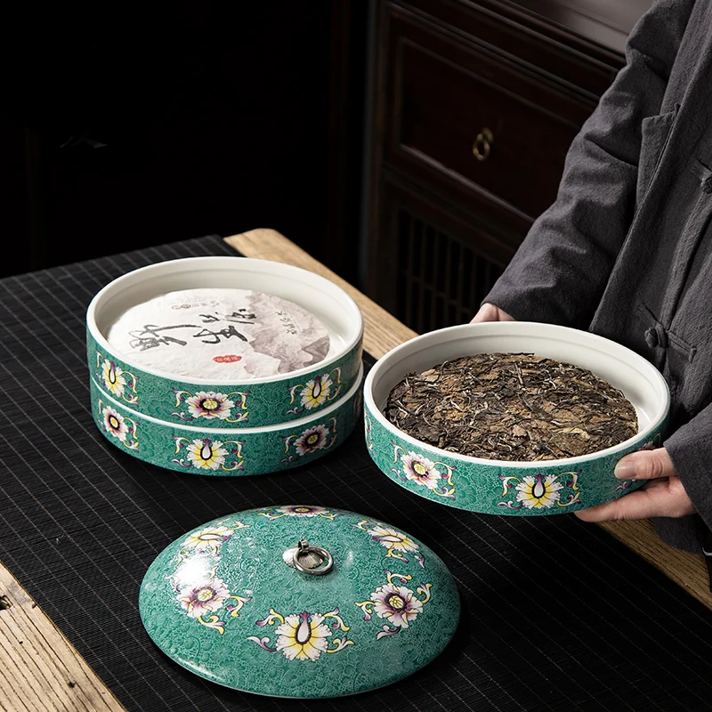 

Luxury Containers Tea Caddy Box Jasmine Tea Ceramic Storage Jar Tea Canister Chinese Style Theedoos Kitchen Canisters DI50CYG