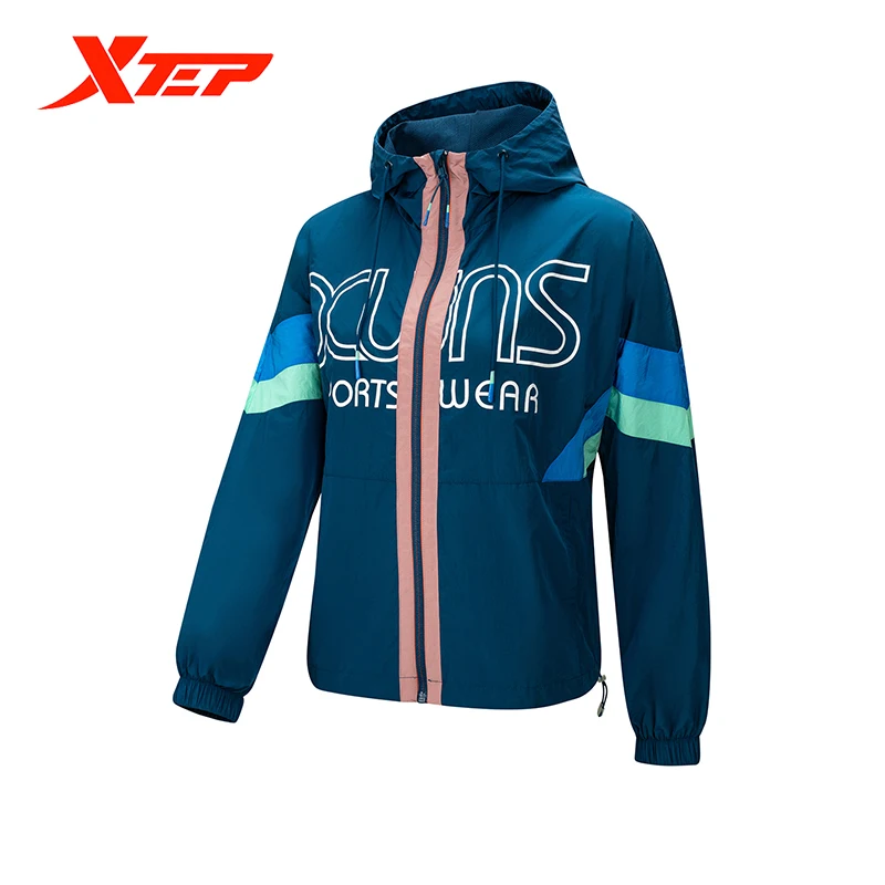 

Xtep Women's Yoga Wear Fitness Wear Spring New Loose Windproof Outdoor Sports Running Hooded Jacket 879128150037