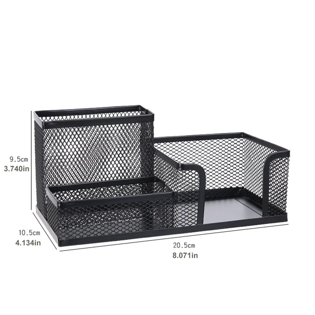 

Pen Holder Creative Metal Iron Three Grid Storage Pen Holder Student Stationery Desktop Office Storage Box File Storage Rack