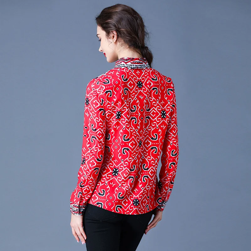 

Will spot the new women's temperament of Europe and the United States printing jacket fashionable joker lapel long sleeve shirts