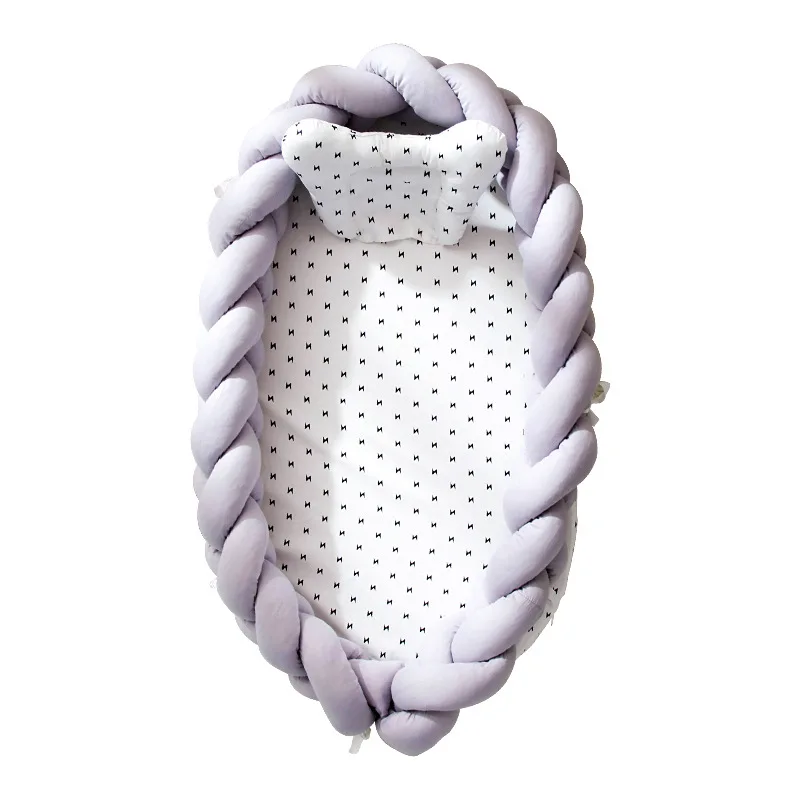 

Bionic Cotton manual Woven Infant Cradle With Removable Washable Handcraft Stereo Fence Protective Crib Safety Guardrail Bumper
