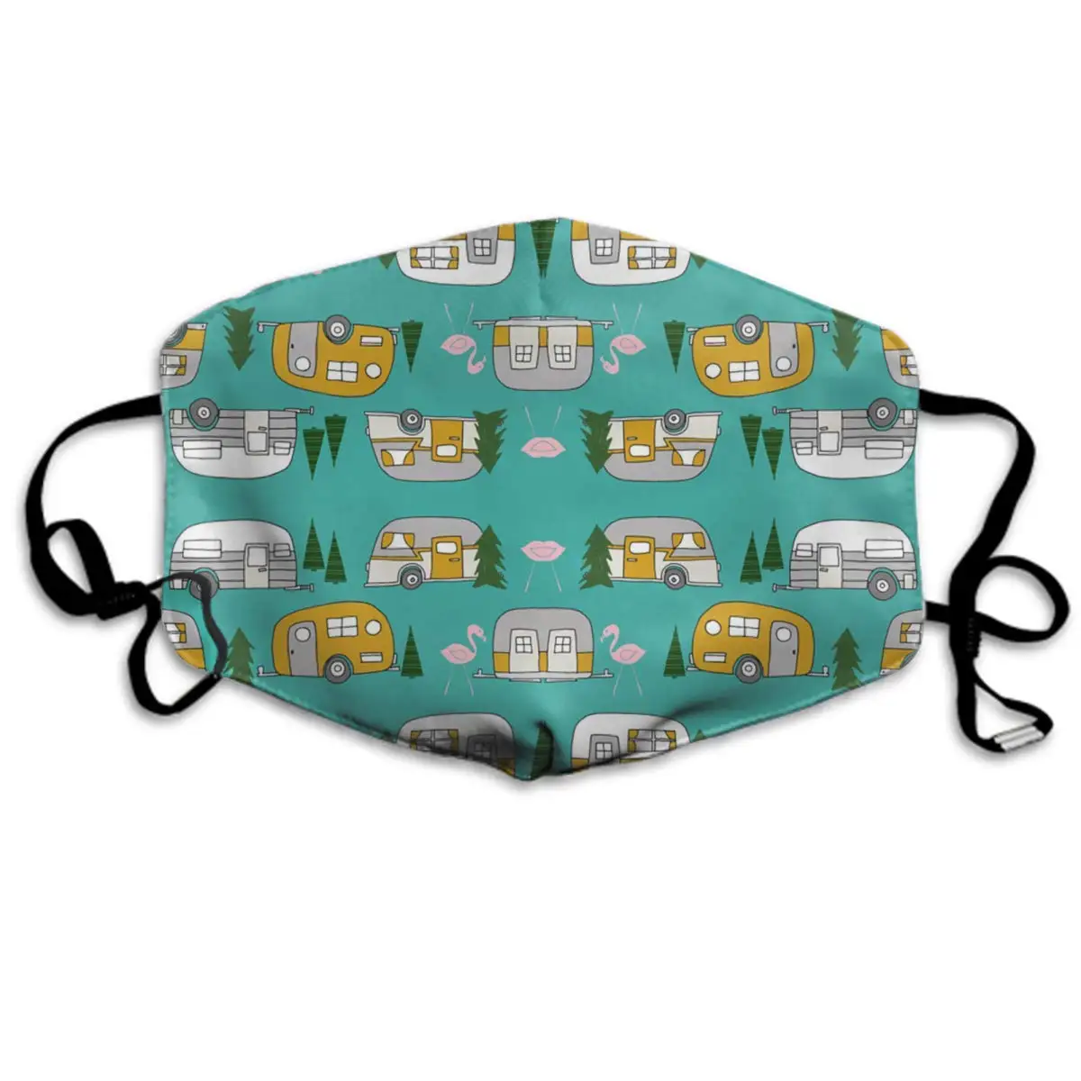 

Comfortable Two Layer Dust Mask, Soft Retro Camper Flamingo Face Mask Cover Mouth For Adults And Teens