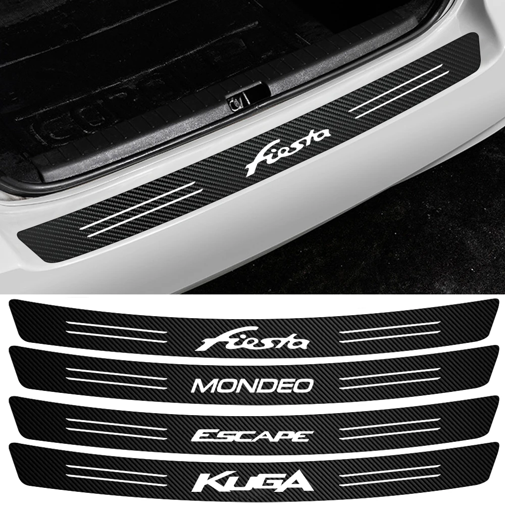 

For Ford Fiesta Mondeo Fusion Shelby Edge Kuga Ecosport Car Styling 1Pcs Car Trunk Guard Bumper Carbon Fiber Protector Stickers