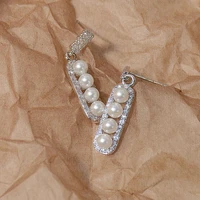 new full cz pearl earring for ladies bling super shine crystal jewelry drop dangle ear stud for women long cuff earring jewelry