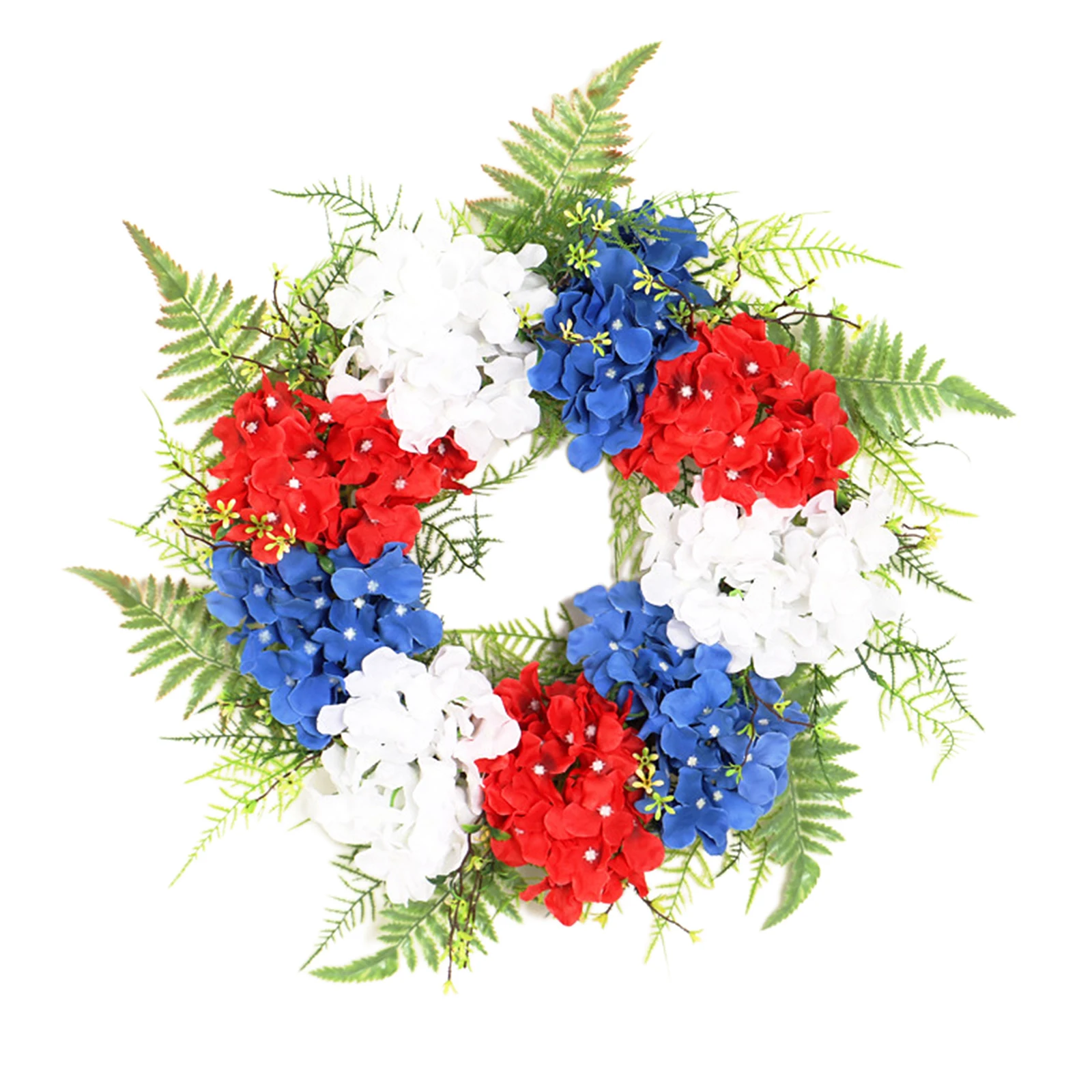 

American Patriotic Wreaths, 17.7'' Red White and Blue Flower Garland Front Door Decor, July of 4th Independence Day Decoration