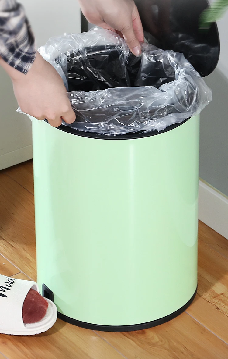 

Round Large Waste Bin Creative Living Room Press Stainless Steel Waterproof Trash Can Kitchen Cubo Basura Home Products DG50WB