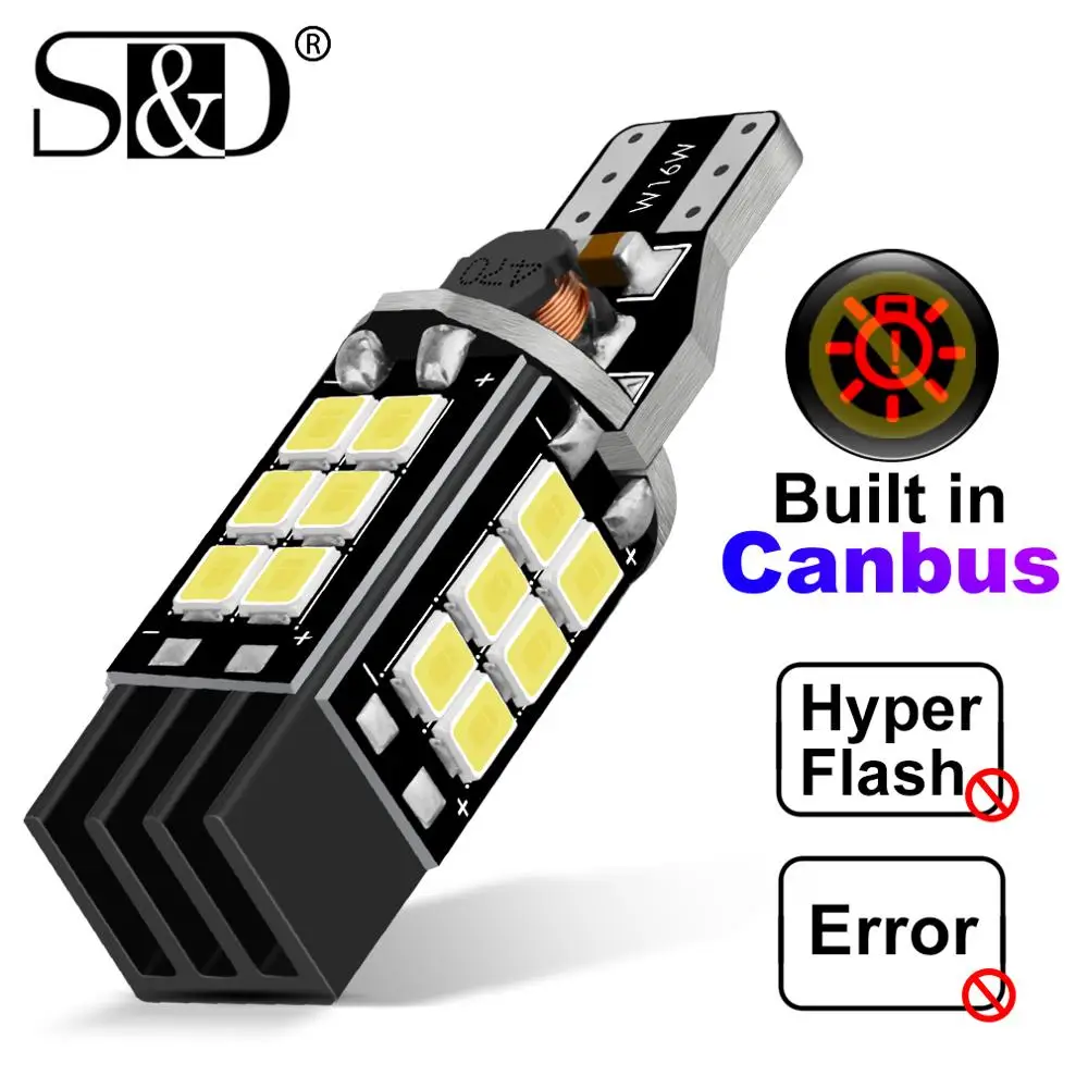 1 шт. светодиодный светильник W16W T15 2835 SMD Canbus OBC без ошибок для резервного