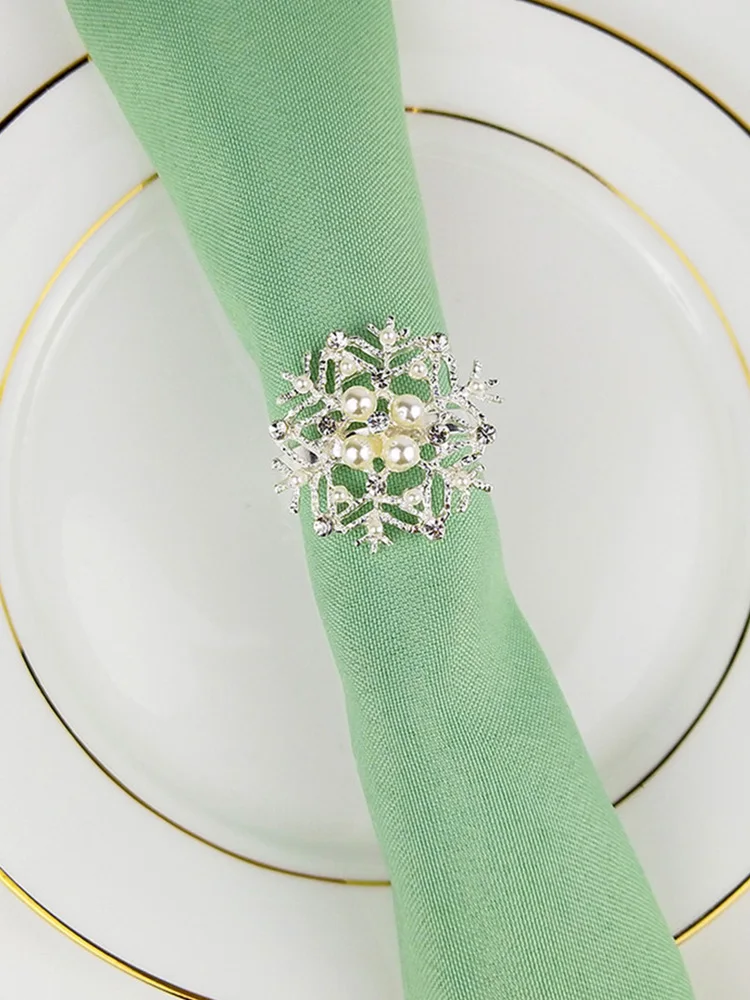 Ресторанная металлическая для салфеток Пряжка жемчуг стразы Снежинка Салфетка