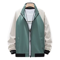 vespamens jacket autumnfall new casual coat stand collar color contrast zippered access pocket trim three colors m 4xl