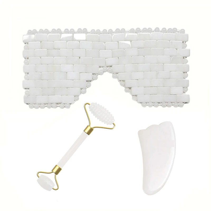 Маска для сна с белыми кристаллами маска глаз из натурального нефрита набор