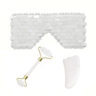 Маска для сна с белыми кристаллами, маска для глаз из натурального нефрита, набор для защиты глаз от старения, Нефритовая маска для холодной терапии, инструмент для ухода за глазами