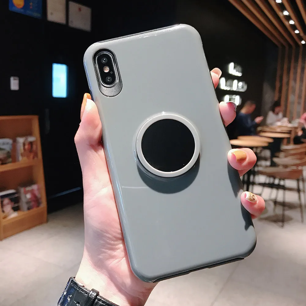 Серый BFOLLOW зеркальная подушка безопасности корпус розетки для iPhone 6 6s 7 8 Plus X XR XS Max 11 Pro Max жесткий чехол из ПК с магнитной задней подставкой - Цвет: Серый
