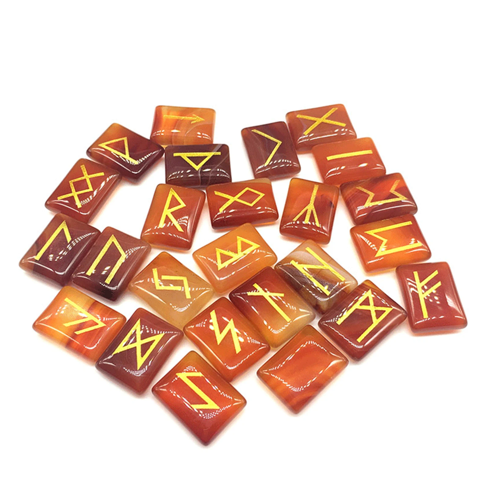 

Набор Натуральных рунических камней, полированный Рунический алфавит, гравированные камни для медитации, гадания, исцеления, Декор