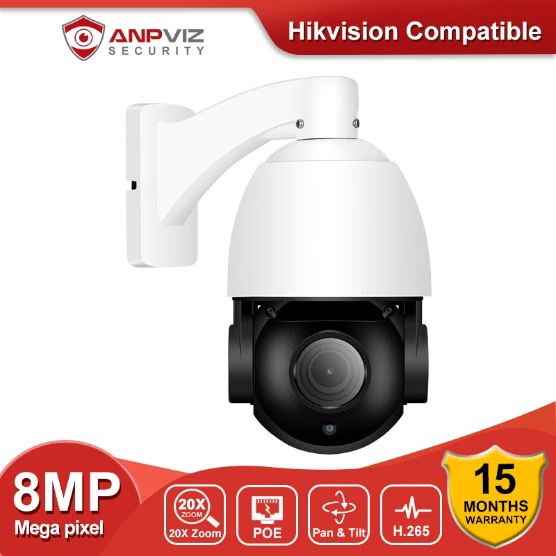 

Anpviz Outdoor 4K 8MP POE IP PTZ Dome Camera 20X Zoom With Audio IR Range 80m CCTV Security Surveillance Cam IP66 H.265 P2P