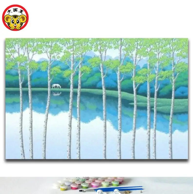 painting by numbers art paint number Popular DIY home decor White Horse in the Forest | Дом и сад