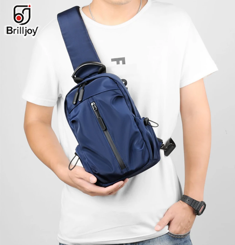 Fashion Men Chest Bag High Quality Mini Sport Bag USB Charge Backpack Business Bag Lightweight Waterproof Nylon Fabric Sling Bag