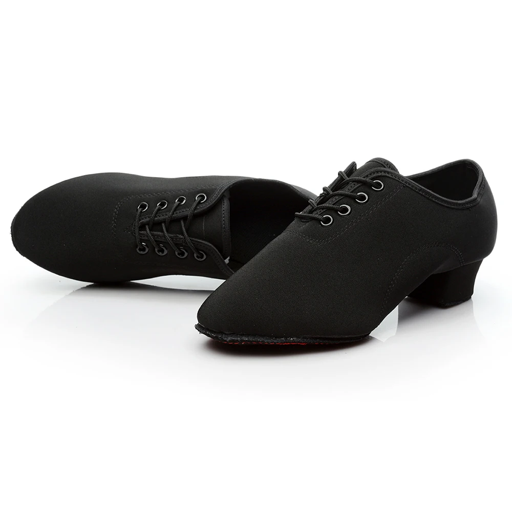 HROYL New Modern Dance Shoes Men Women Latin Ballroom Salsa Dance Shoes Low Heel Tango Dancing Shoes Professional Black/Red