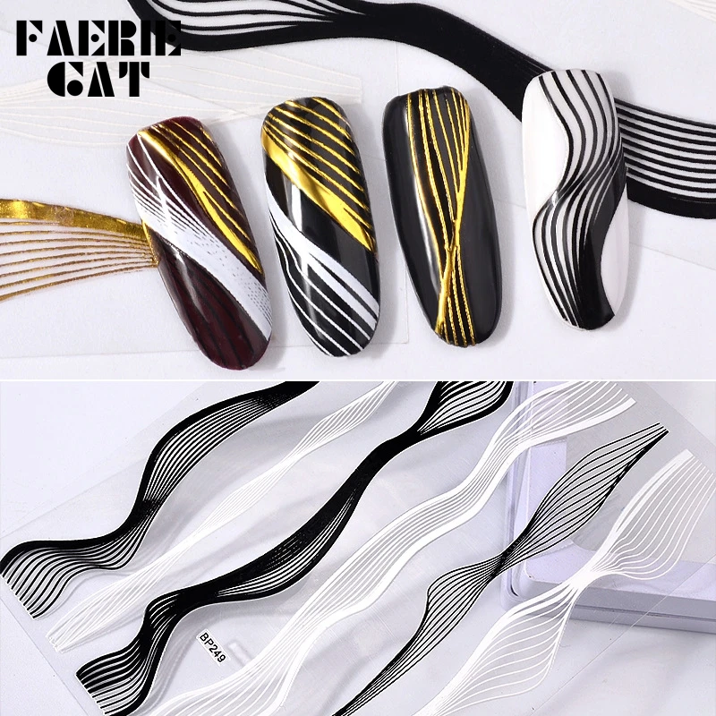 

1 Sheet Fashion 3D Metal Color Nail Sticker Gold White/Black White Manicure Bronzing Decals Gel Polish Nail Tips Decoration Tool