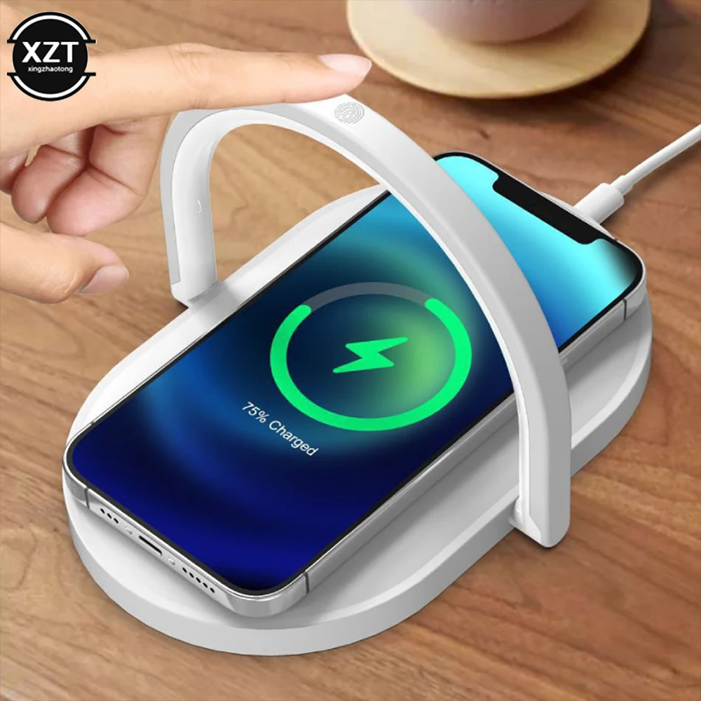 Беспроводное зарядное устройство QI 3 в 1 10 Вт настольная Ночная лампа для iPhone X XR XS