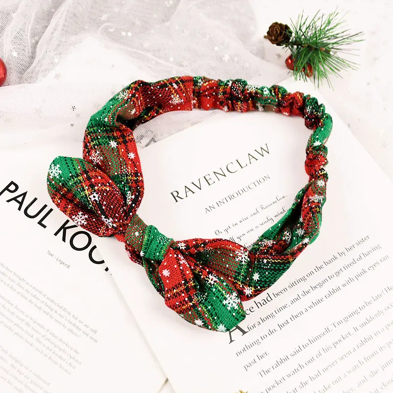 Счастливого Рождества аксессуары для волос повязка на голову с бантом новый год