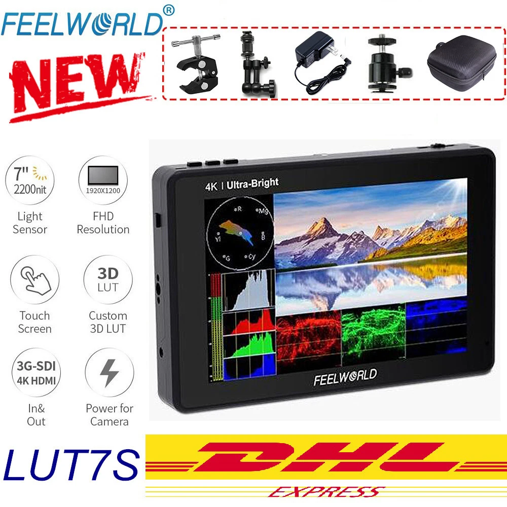 comprar Feelworld Lut7s 7 Polegadas 2200 Lêndeas 3g Sdi 4k Hdmi Tela De Toque 3d Lut Campo Monitor Completo Hd 1920x1200 Ips Monitor Para Câmeras Dslr