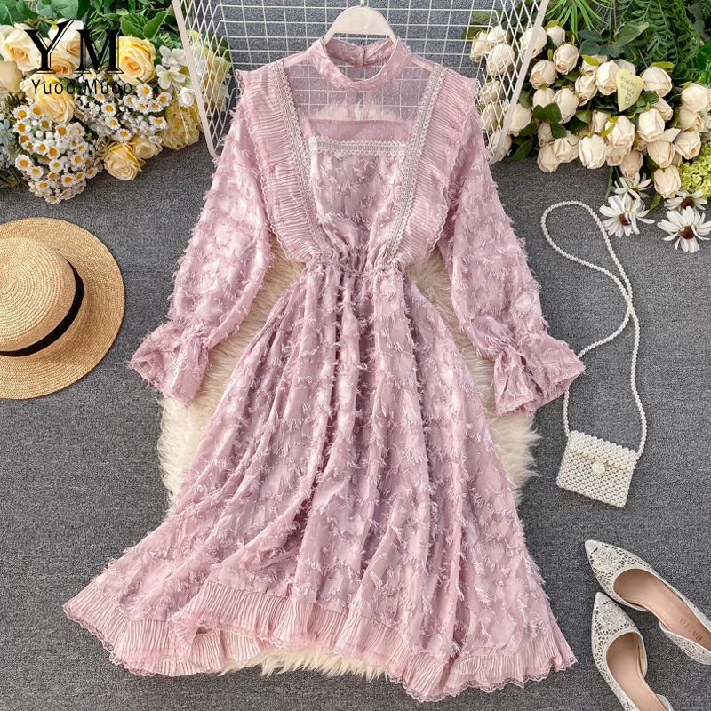 YuooMuoo Романтические Розовые с кисточками плиссированное платье Для женщин