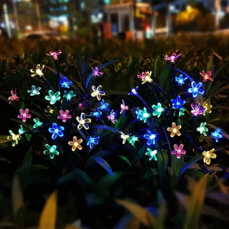 

LED Solar Lamp Outdoor Cherry XMAS Tree Decoration Christmas Garden Xmas Ornamental Blossom Solar Lights Branches Firework Lamp