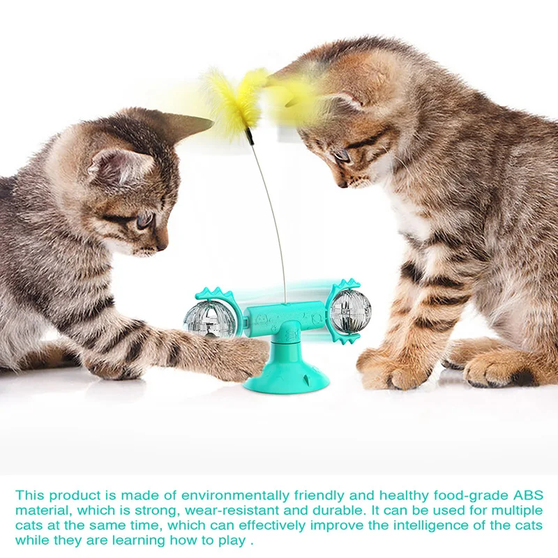 

Whirling Toys For Cats Kitten Play Game Cat Supplies Pet Toys Cat Top Interactive Puzzle Training Turntable Windmill Ball