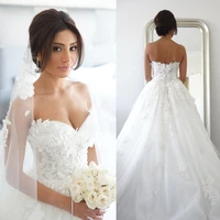 vestido de noiva 2016 elegant sweetheart tulle appliques lace a line princess wedding dresses bridal gown bride dresses zy018