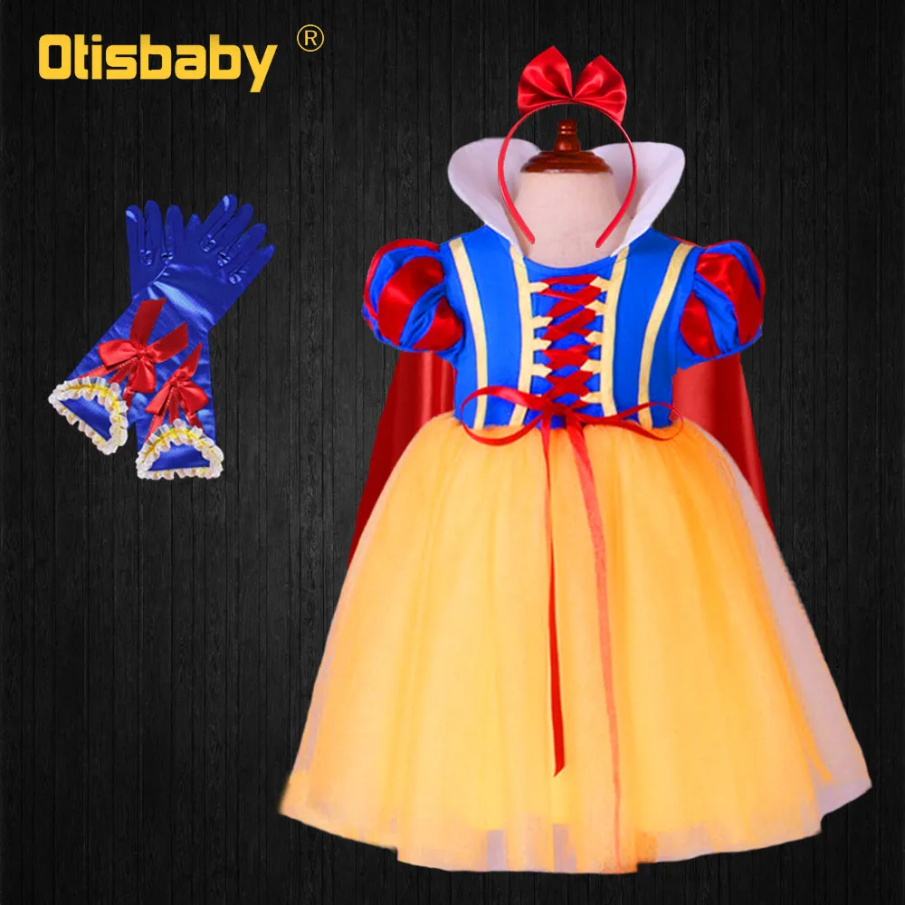 Gloves Платье Белоснежки; платье принцессы с пышными рукавами для девочек; костюм на Хэллоуин; детская одежда на Рождество; подарок на день рождения; Fantasia Infantil - Цвет: Gloves