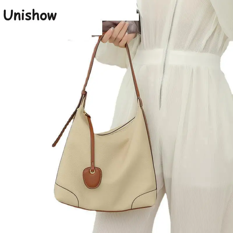 

Contrast Color Women Leather Bag Luxury Brand Designer Women Shoulder Bag Bucket Female Totes Simple Casual Lady Handbag