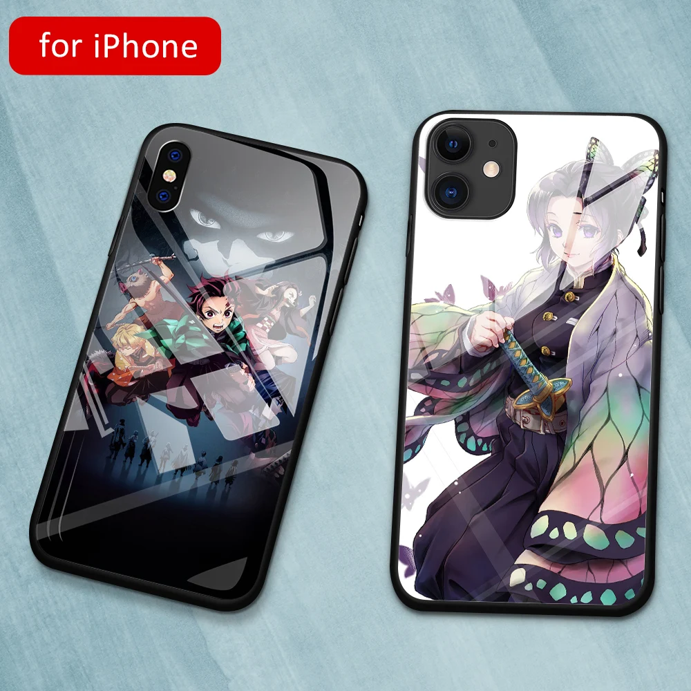 Чехол Kimetsu no Yaiba Demon Slayer для iphone 7 plus чехол iPhone 6 6S 8 X XR XS MAX 11 pro max стеклянный